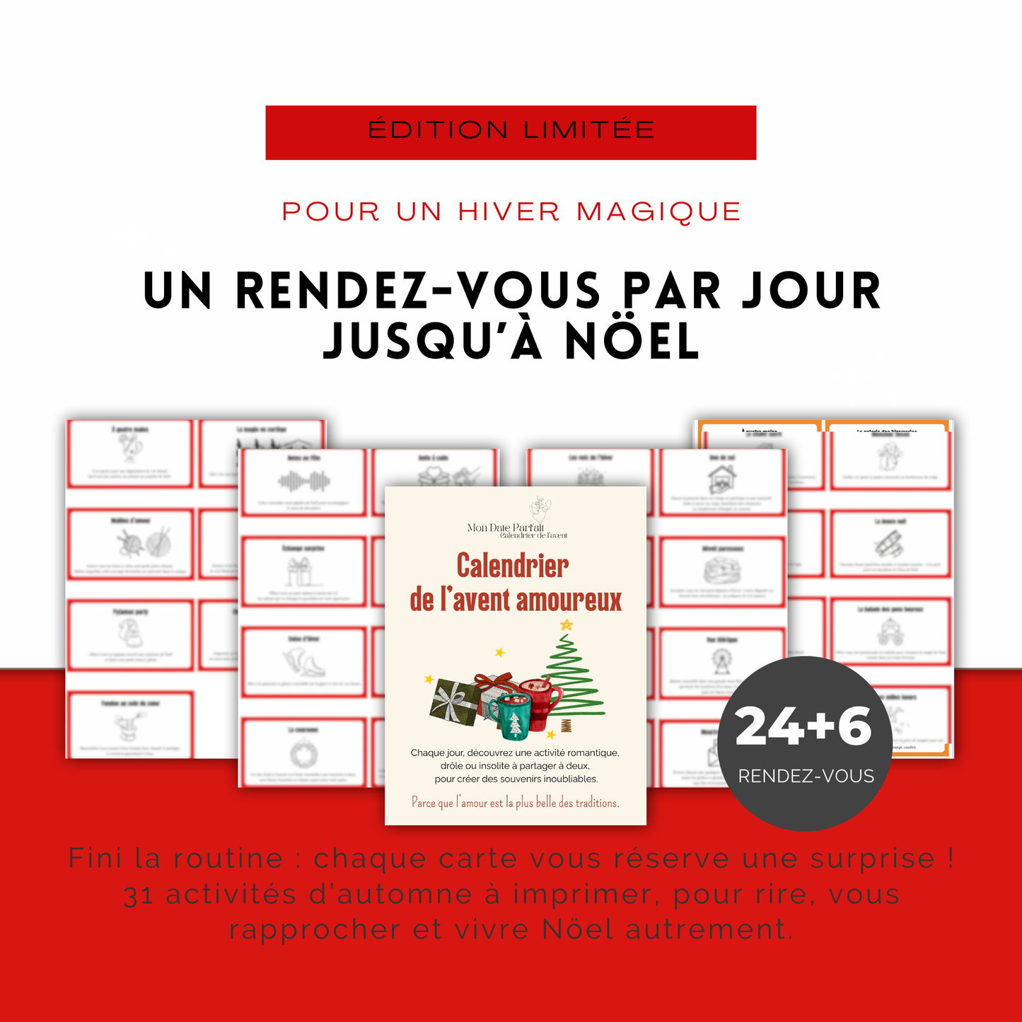 Calendrier de l’avent de rendez-vous amoureux - PDF imprimable
