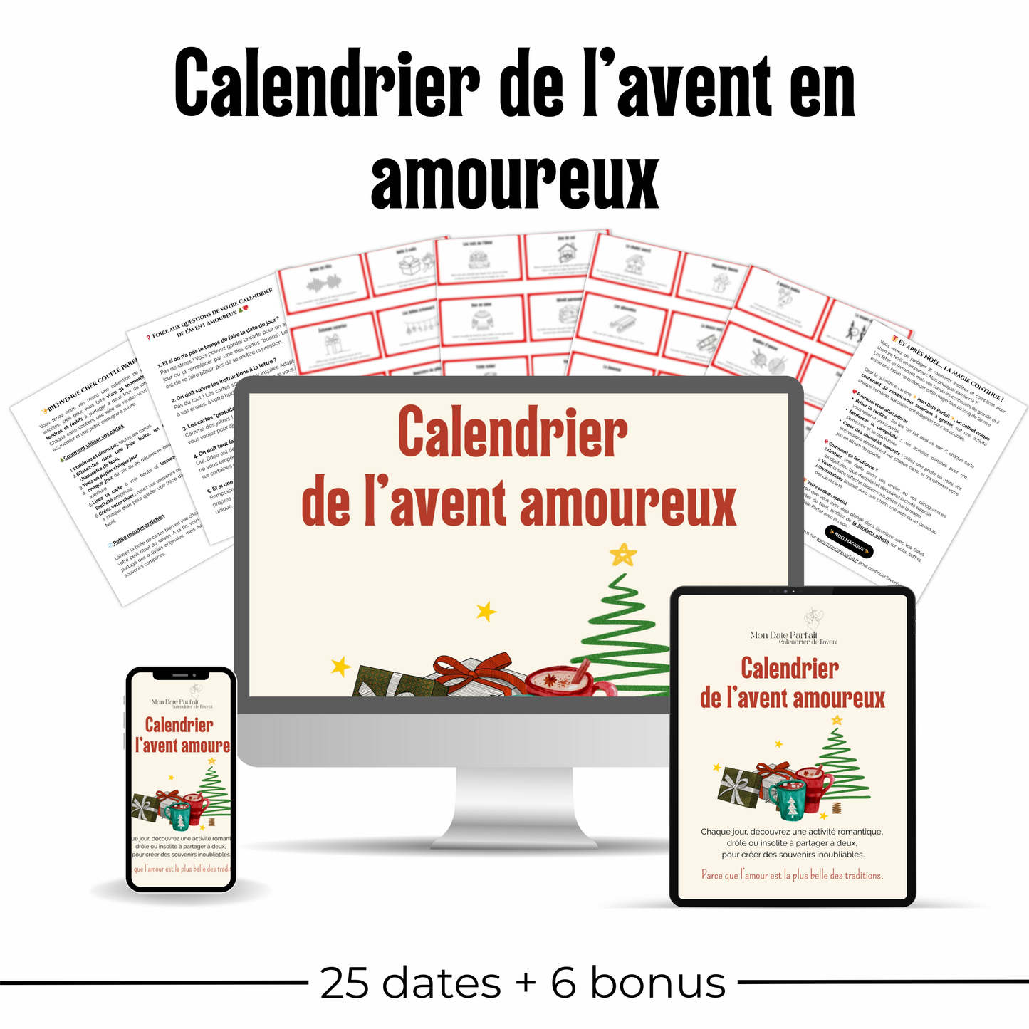 Calendrier de l’avent de rendez-vous amoureux - PDF imprimable