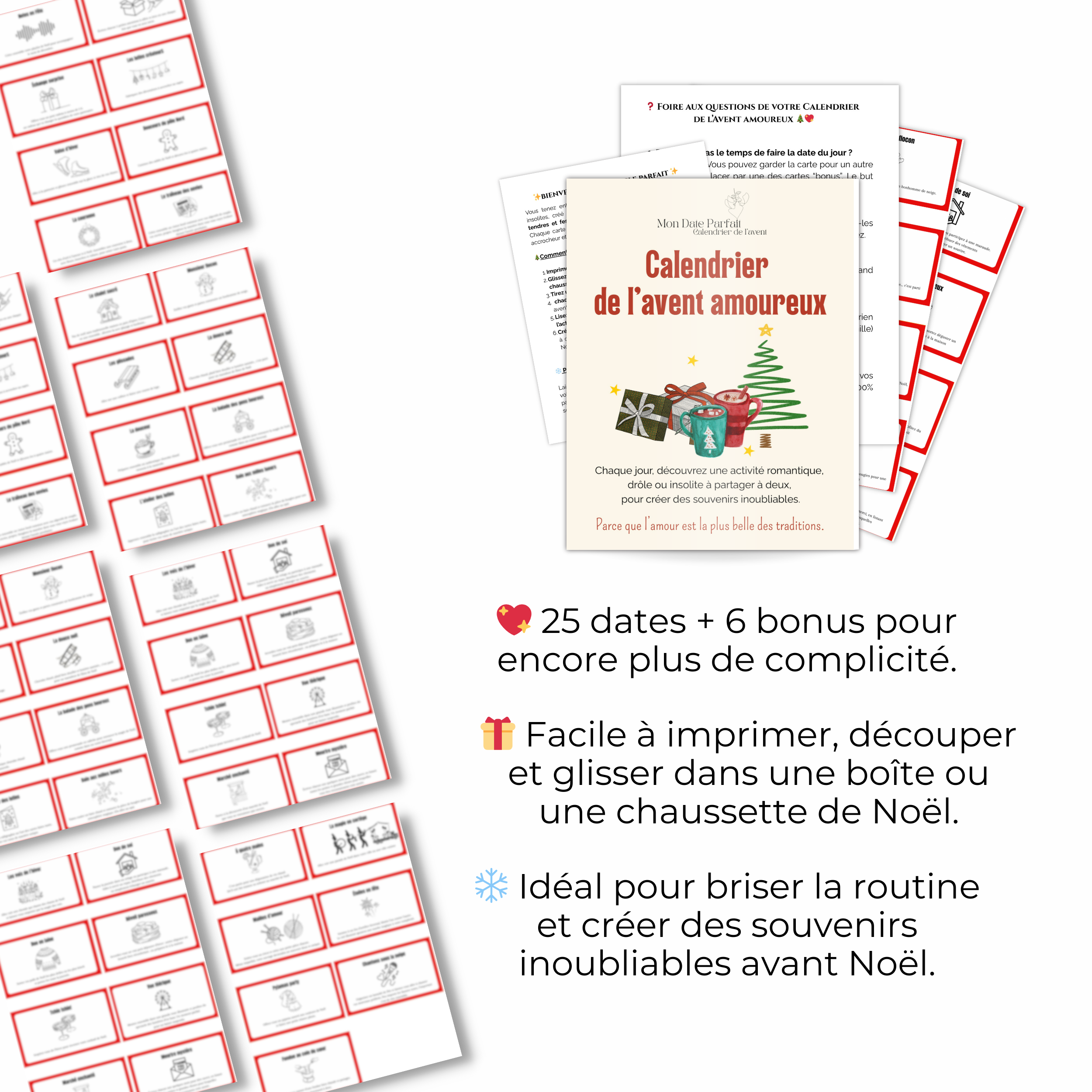 Calendrier de l’avent de rendez-vous amoureux - PDF imprimable