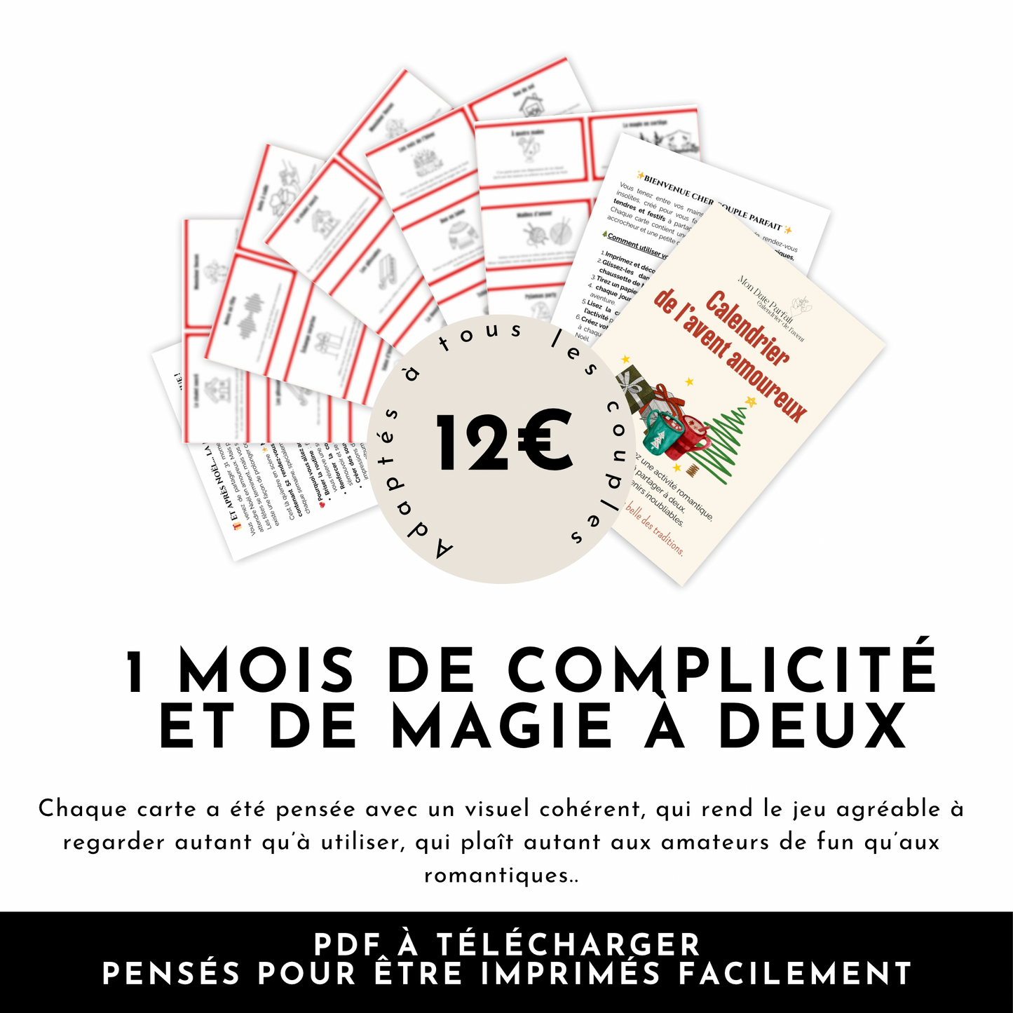 Calendrier de l’avent de rendez-vous amoureux - PDF imprimable